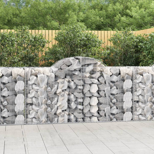 vidaXL Gabion Baskets with High Arch 2 pcs. 200x50x100/120cm Galvanized Iron