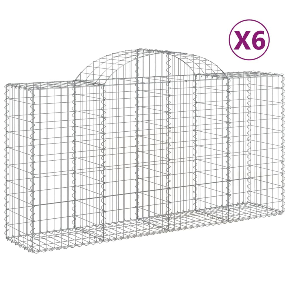 vidaXL Gabions with Arch Top 6 pcs. 200x50x100/120cm Galvanized Iron