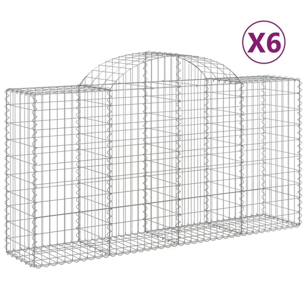 vidaXL Gabions with Arch Top 6 pcs. 200x50x100/120cm Galvanized Iron