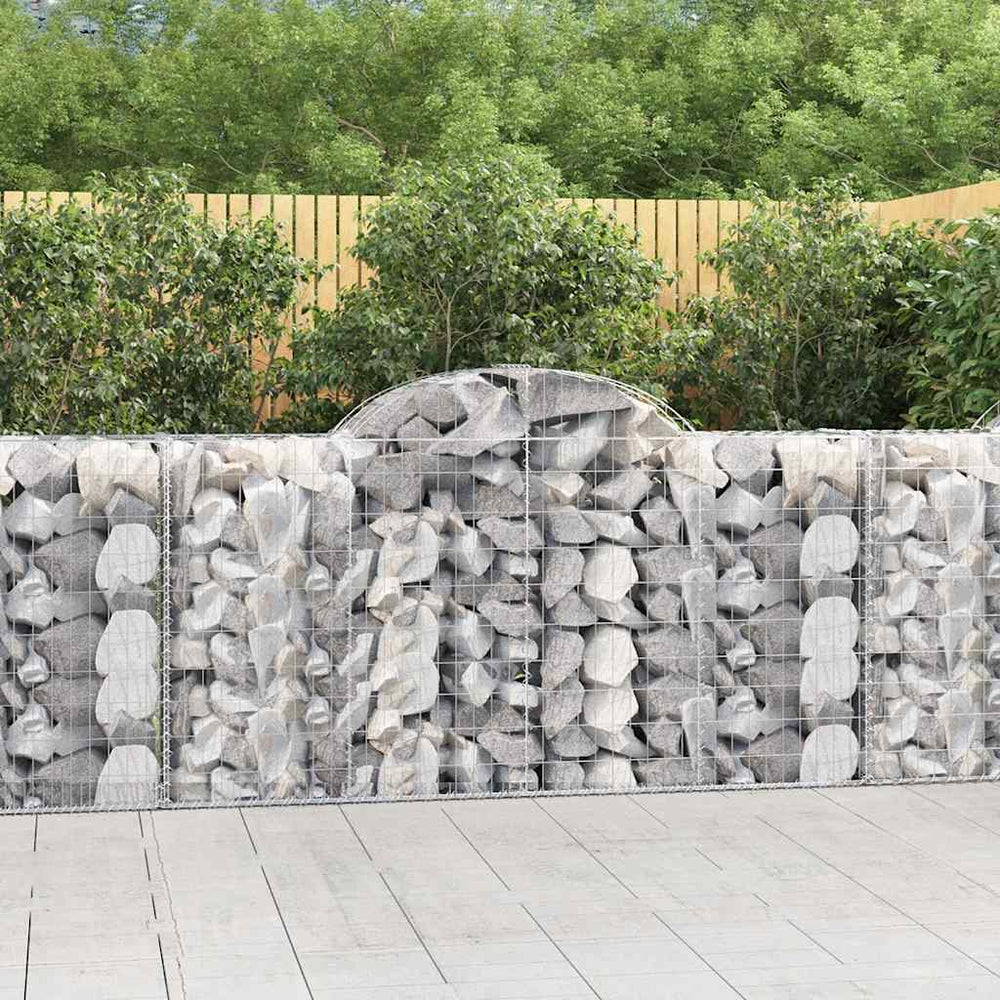 vidaXL Gabion Baskets with High Arch 8 pcs. 200x50x100/120cm Galvanized Iron