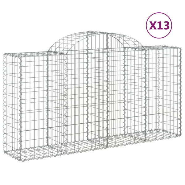 vidaXL Gabions with High Arch 13 pcs 200x50x100/120cm Galvanized Iron
