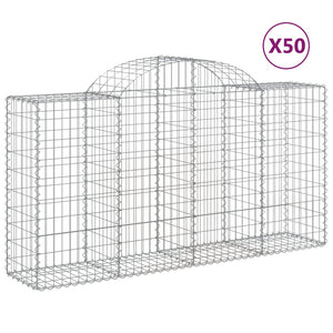 vidaXL Gabions with Arch 50 pcs 200x50x100/120cm Galvanized Iron