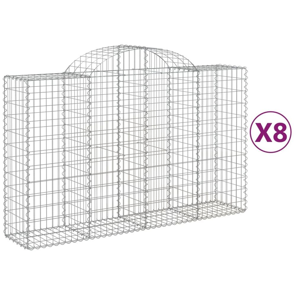 vidaXL Gabions with Arch 8 pcs. 200x50x120/140cm Galvanized Iron