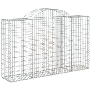 vidaXL Gabion Baskets with Arched Top 14 pcs. 200x50x120/140cm Galvanized Iron
