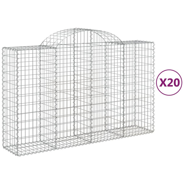 vidaXL Gabions with Arch 20 pcs. 200x50x120/140cm Galvanized Iron