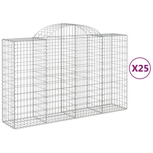 vidaXL Gabion Baskets with High Arch 25 pcs. 200x50x120/140cm Galvanized Iron