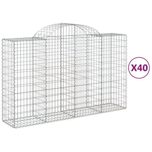 vidaXL Gabions with Arch 40 pcs. 200x50x120/140cm Galvanized Iron