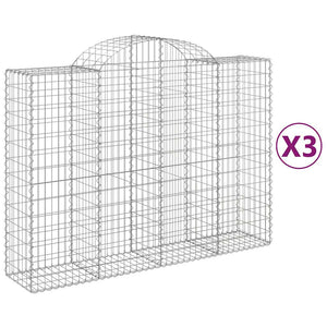 vidaXL Gabions with Arch Top 3 pcs 200x50x140/160cm Galvanised Iron