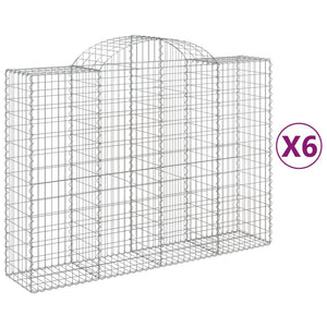 vidaXL Gabions with Arch 6 pcs. 200x50x140/160cm Galvanised Iron