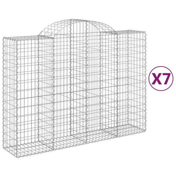 vidaXL Gabions with Arch 7 pcs. 200x50x140/160cm Galvanised Iron