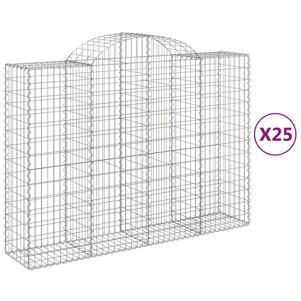 vidaXL Gabions with Arch Top 25pcs 200x50x140/160cm Galvanized Iron