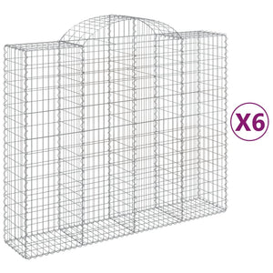 vidaXL Gabion Baskets with Arched Top 6 pcs. 200x50x160/180cm Galvanized Iron