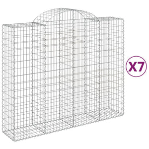 vidaXL Gabions with Arch Top 7 pcs. 200x50x160/180cm Galvanized Iron