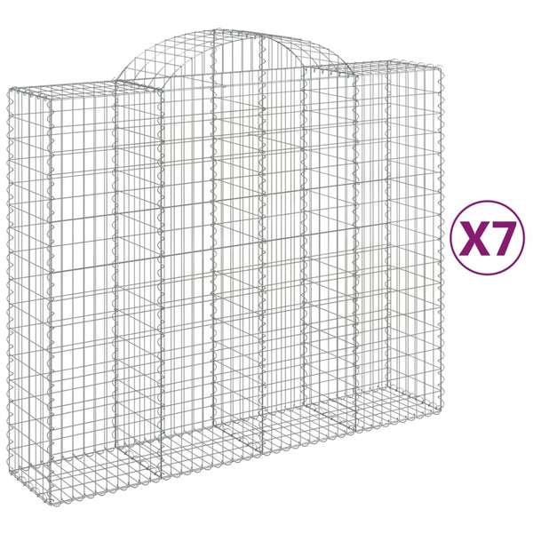 vidaXL Gabions with Arch Top 7 pcs. 200x50x160/180cm Galvanized Iron