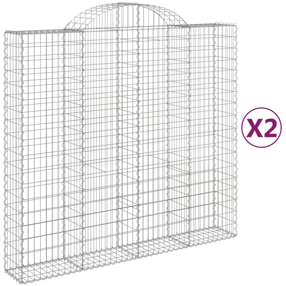vidaXL Gabion Raised Garden Bed with Arches 2 pcs 200x50x180/200 cm Galvanized Iron