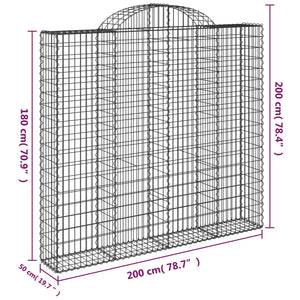 vidaXL Gabions with Arch 4 pcs. 200x50x180/200cm Galvanised Iron