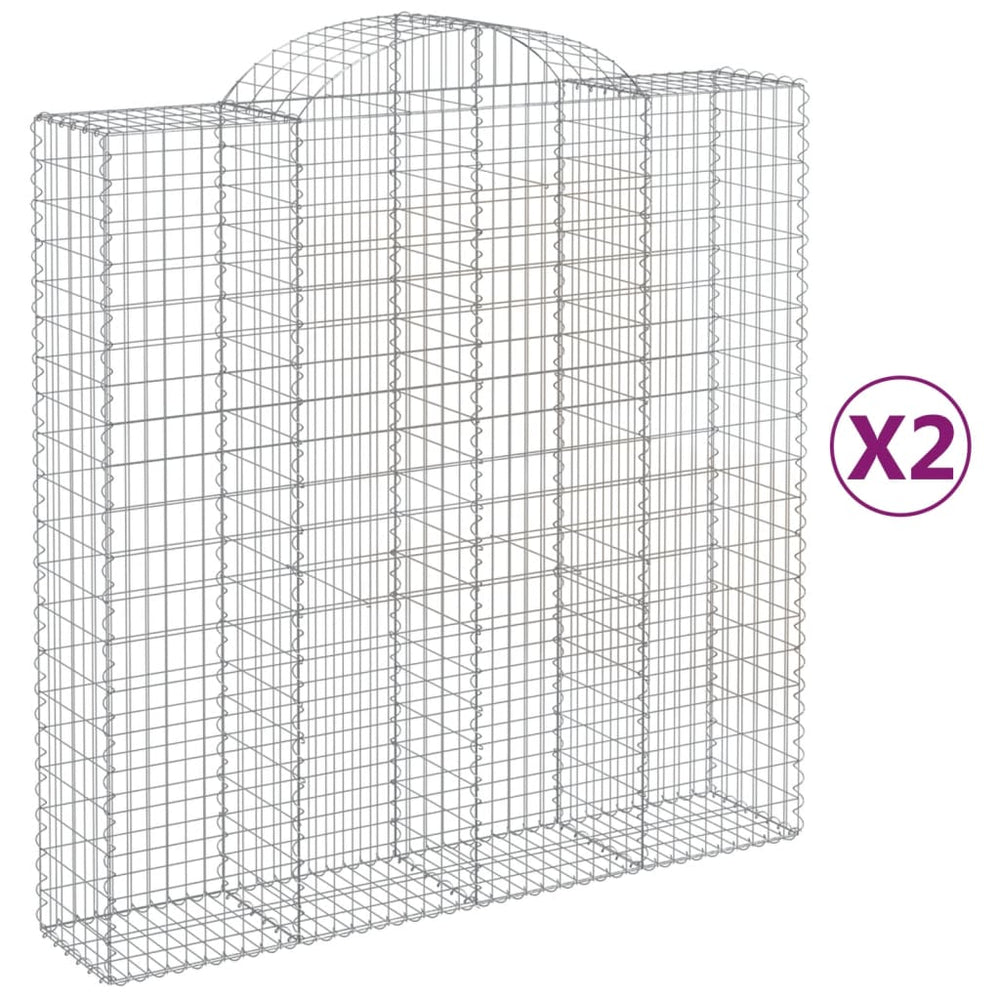 vidaXL Gabions with Arch 2 pcs 200x50x200/220cm Galvanized Iron
