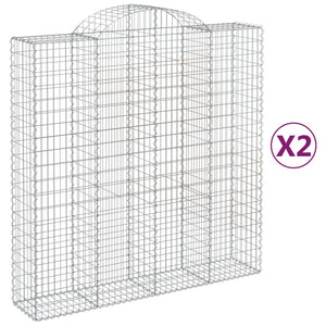 vidaXL Gabions with Arch 2 pcs 200x50x200/220cm Galvanized Iron