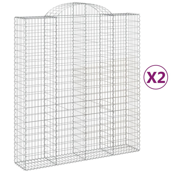 vidaXL Gabion Baskets with Arched Top 2 pcs. 200x50x220/240cm Galvanized Iron