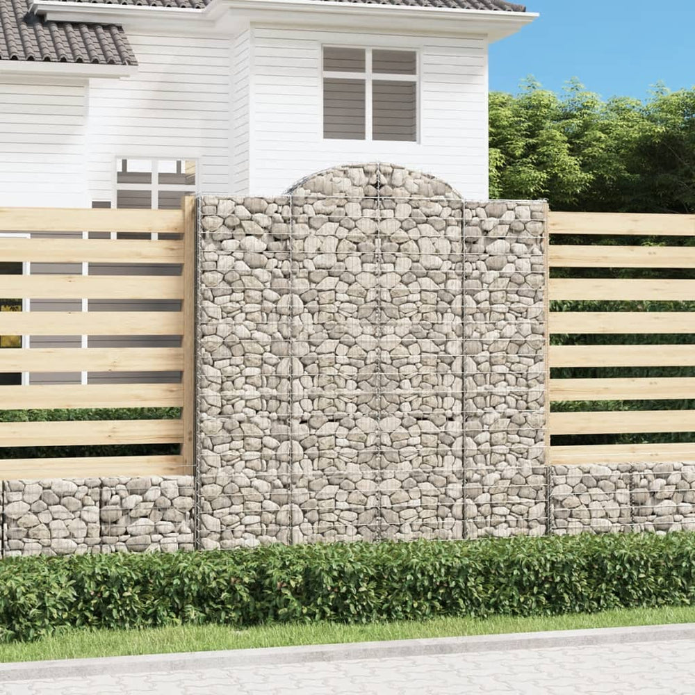 vidaXL Gabion Baskets with Arched Top 3 pcs. 200x50x220/240cm Galvanized Iron