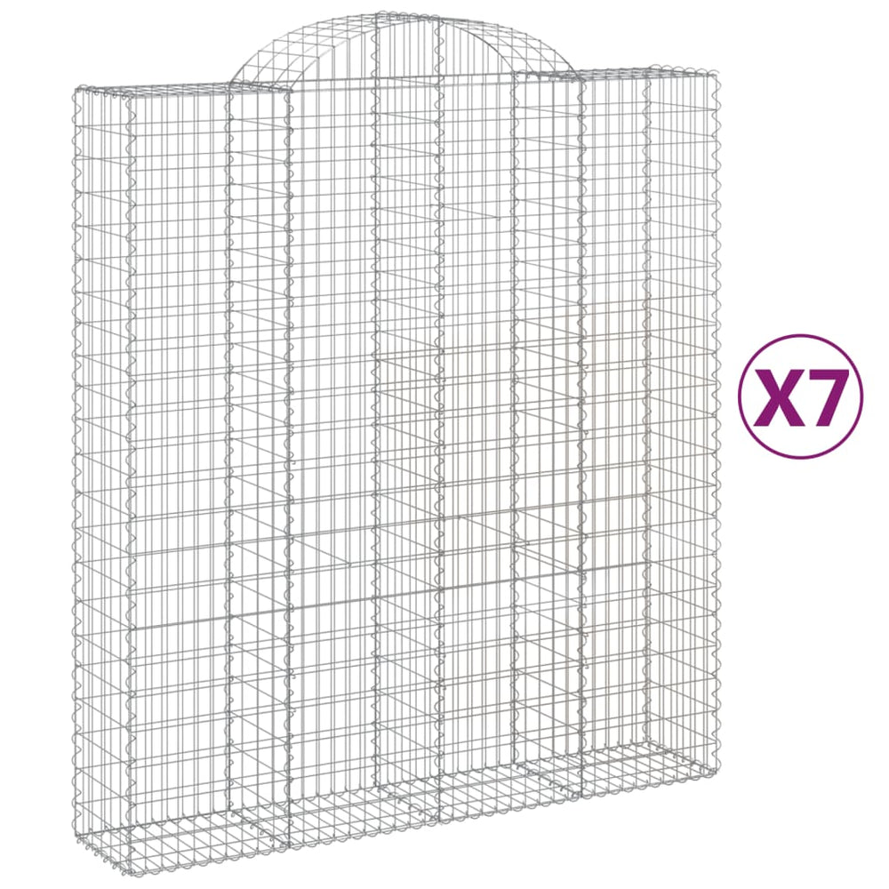 vidaXL Gabion Baskets with High Arch 7 pcs. 200x50x220/240cm Galvanized Iron