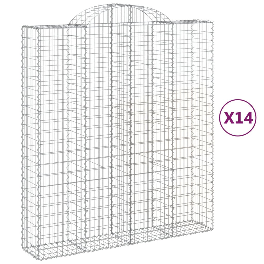 vidaXL Gabions with Arch 14 pcs. 200x50x220/240 cm Galvanized Iron