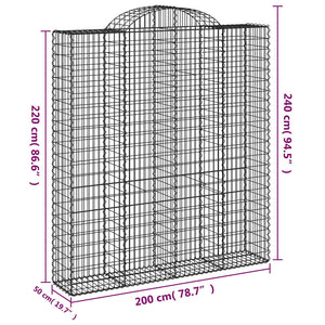 vidaXL Gabions with Arch 20 pcs. 200x50x220/240cm Galvanized Iron