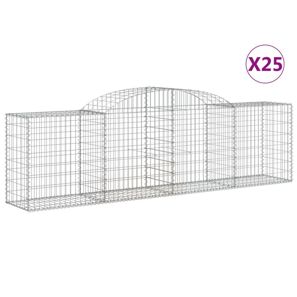 vidaXL Gabions with Arch 25 pcs. 300x50x80/100cm Galvanized Iron