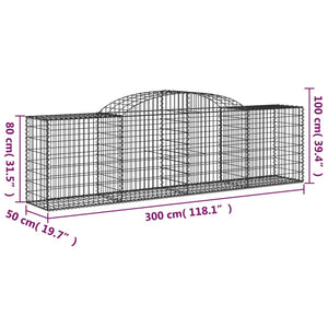vidaXL Gabions with Arch 25 pcs. 300x50x80/100cm Galvanized Iron
