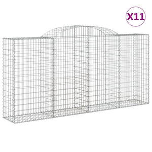 Gabionen mit Hochbogen 11 Stk 300x50x140/160cm Verzinktes Eisen