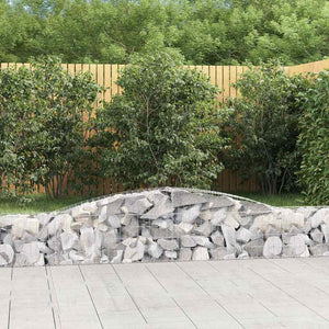 vidaXL Gabion Baskets with Arched Top 2 pcs. 400x30x40/60 cm Galvanized Iron