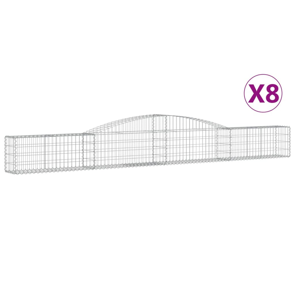 vidaXL Gabions with Arch 8 pcs. 400x30x40/60 cm Galvanized Iron