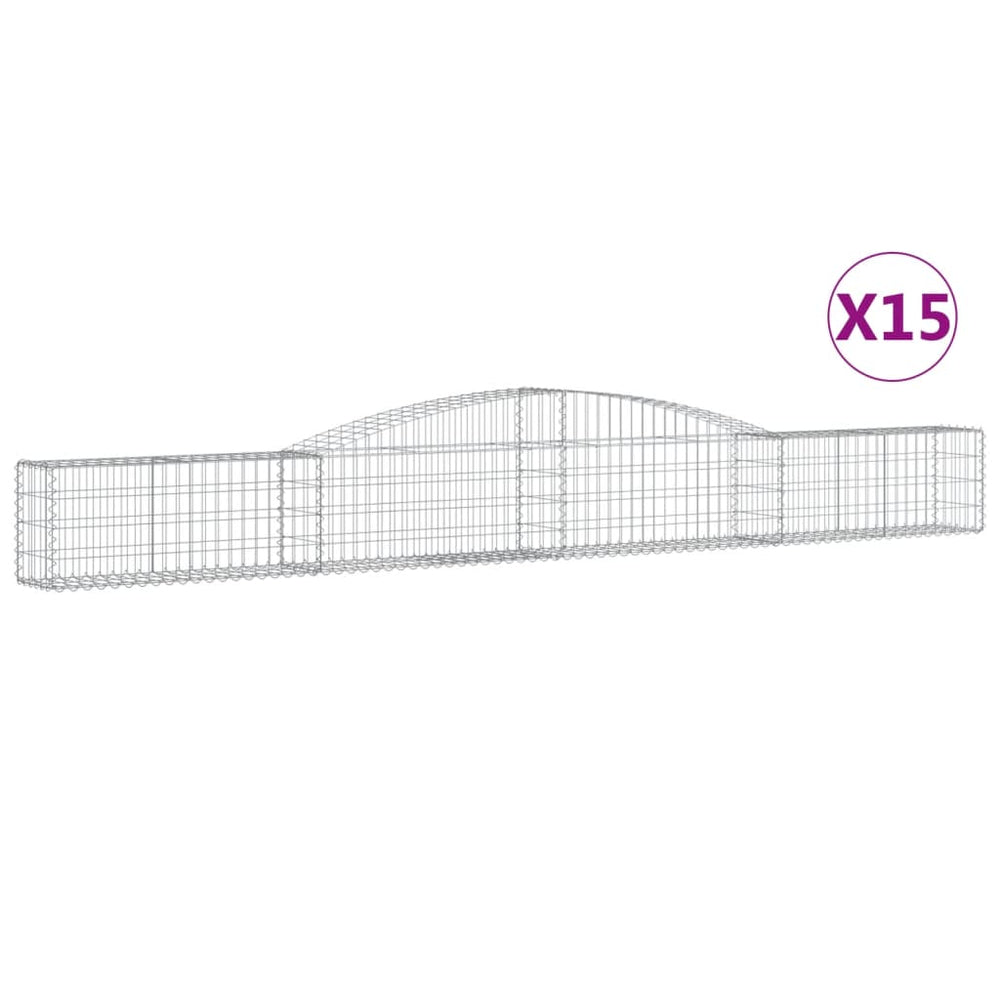 vidaXL Gabions with Arch 15 pcs. 400x30x40/60 cm Galvanized Iron