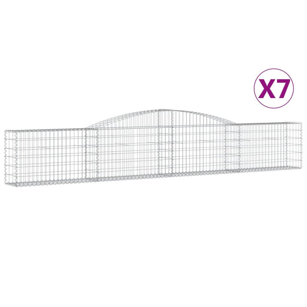 vidaXL Gabions with Arch Top 7 pcs. 400x30x60/80 cm Galvanized Iron