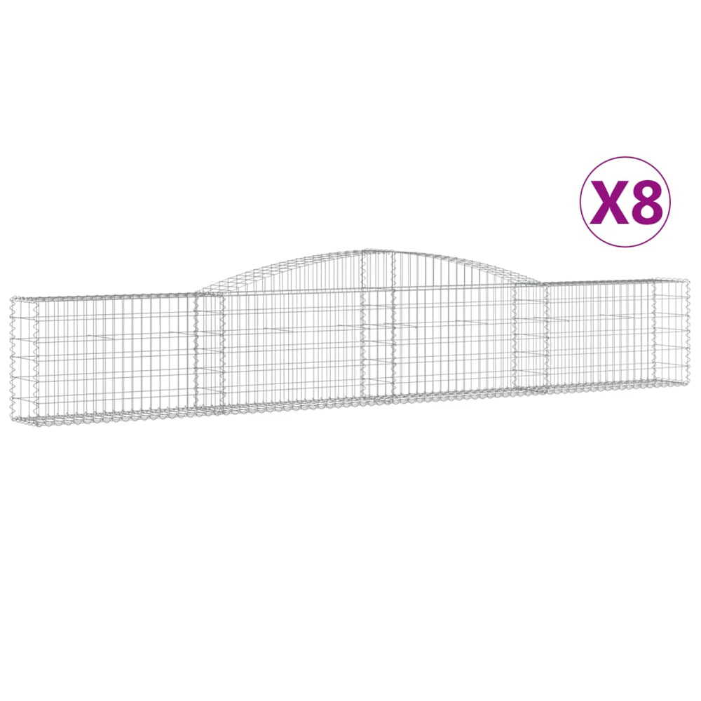 vidaXL Gabions with Arch 8 pcs. 400x30x60/80 cm Galvanized Iron