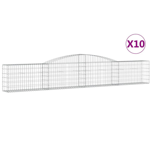 vidaXL Gabion Baskets with Arched Top 10 pcs 400x30x60/80 cm Galvanized Iron