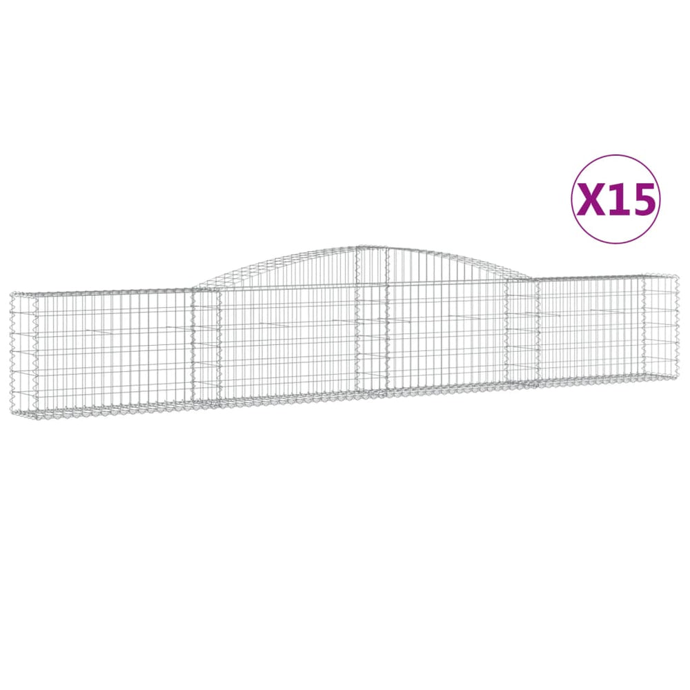 vidaXL Gabions with Raised Arch 15 pcs. 400x30x60/80 cm Galvanized Iron
