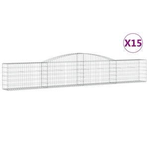 vidaXL Gabions with Raised Arch 15 pcs. 400x30x60/80 cm Galvanized Iron
