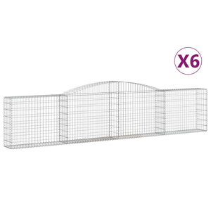 vidaXL Gabion Baskets with Arched Top 6 pcs. 400x30x80/100cm Galvanized Iron