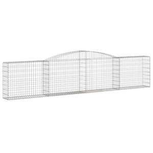vidaXL Gabion Baskets with Arched Top 6 pcs. 400x30x80/100cm Galvanized Iron