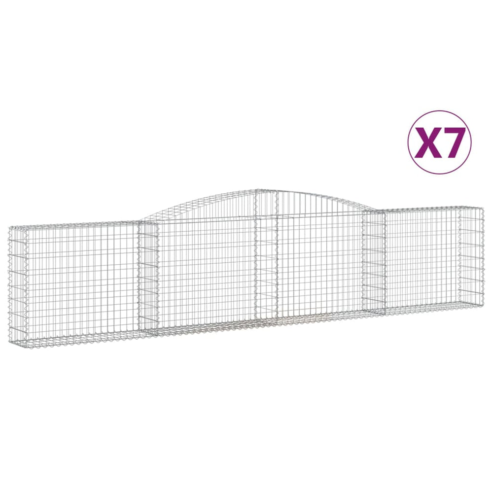 vidaXL Gabions with Arch Top 7 pcs. 400x30x80/100cm Galvanized Iron
