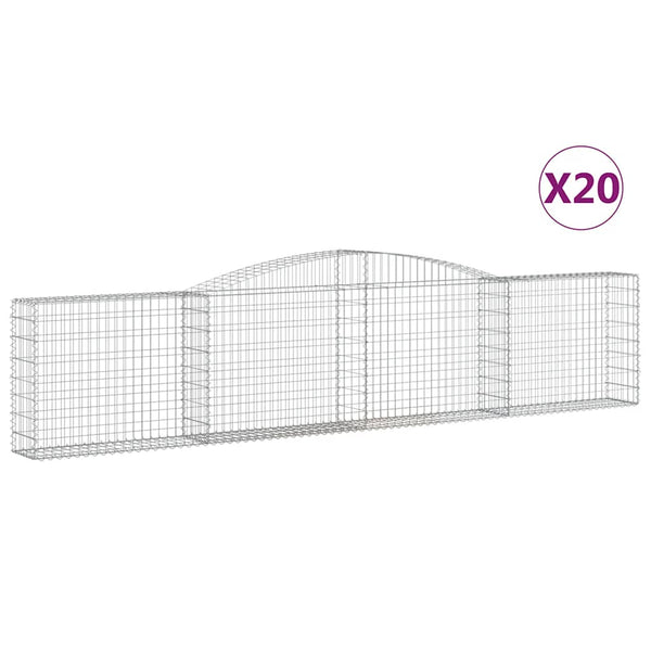 vidaXL Gabions with Arch 20 pcs. 400x30x80/100cm Galvanized Iron