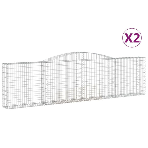 vidaXL Gabions with Arch Top 2 pcs 400x30x100/120cm Galvanised Iron