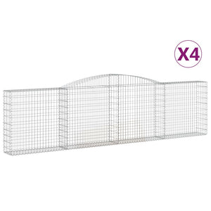 vidaXL Gabion Baskets with Arched Top 4 pcs 400x30x100/120cm Galvanized Iron