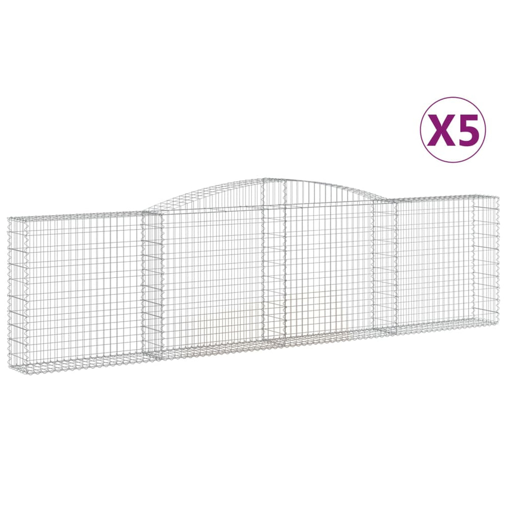 vidaXL Gabions with Arch 5 pcs. 400x30x100/120cm Galvanized Iron