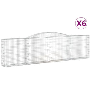 vidaXL Gabion Baskets with Arched Top 6 pcs. 400x30x100/120cm Galvanized Iron