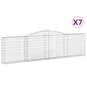 vidaXL Gabions with Arch Top 7 pcs. 400x30x100/120cm Galvanized Iron