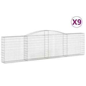 vidaXL Gabion Baskets with High Arch 9 pcs. 400x30x100/120cm Galvanized Iron