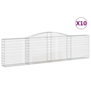vidaXL Gabions with Arch 10 pcs 400x30x100/120cm Galvanized Iron