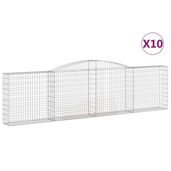 vidaXL Gabions with Arch 10 pcs 400x30x100/120cm Galvanized Iron